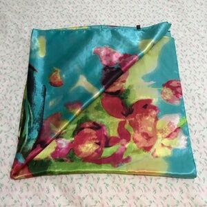 MOSI Floral Scarf Blue Pink Yellow Orange Green Imitation Silk